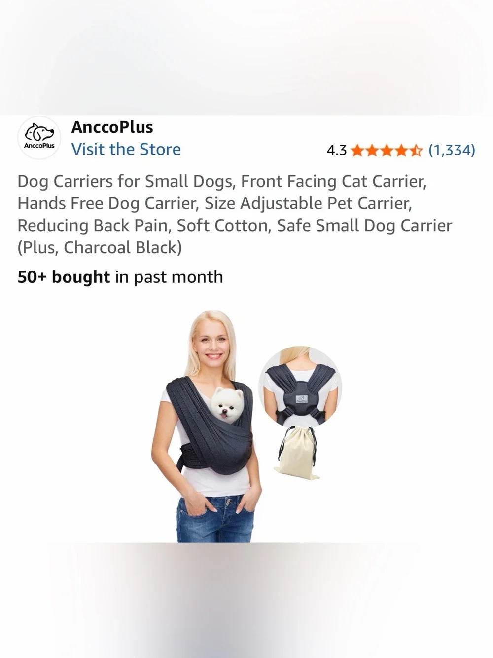 AnccoPlus Hands Free Dog Carrier Wrap